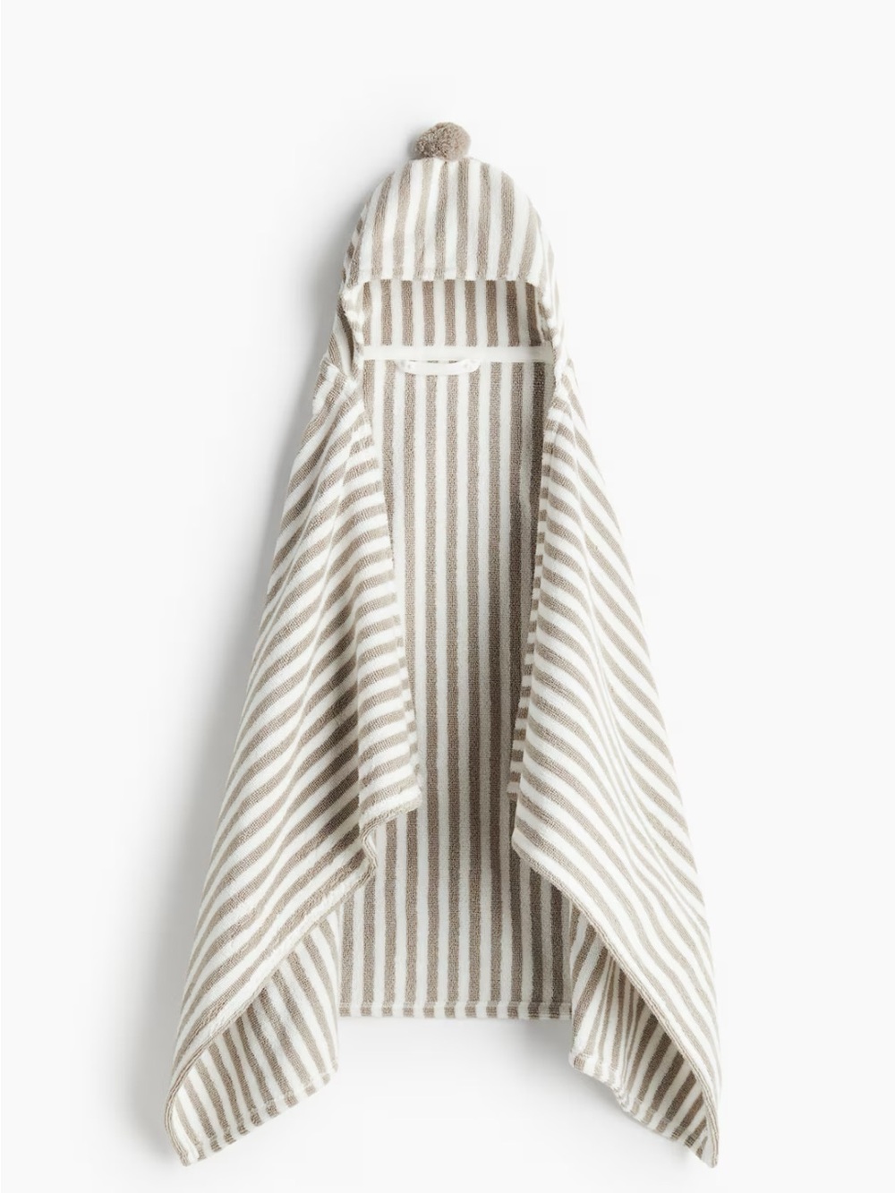 H&M Kids Hooded Towel in White and Beige Stripes. NWT